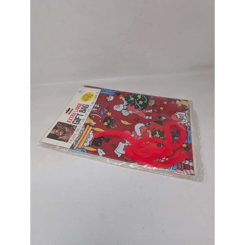 Vintage 1989 Hefty Extra Large Christmas Gift Bag Santa Claus 80s 1980s NEW OLD